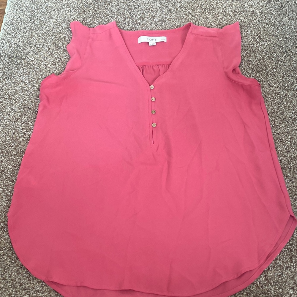 Loft small petite pink sleeveless blouse